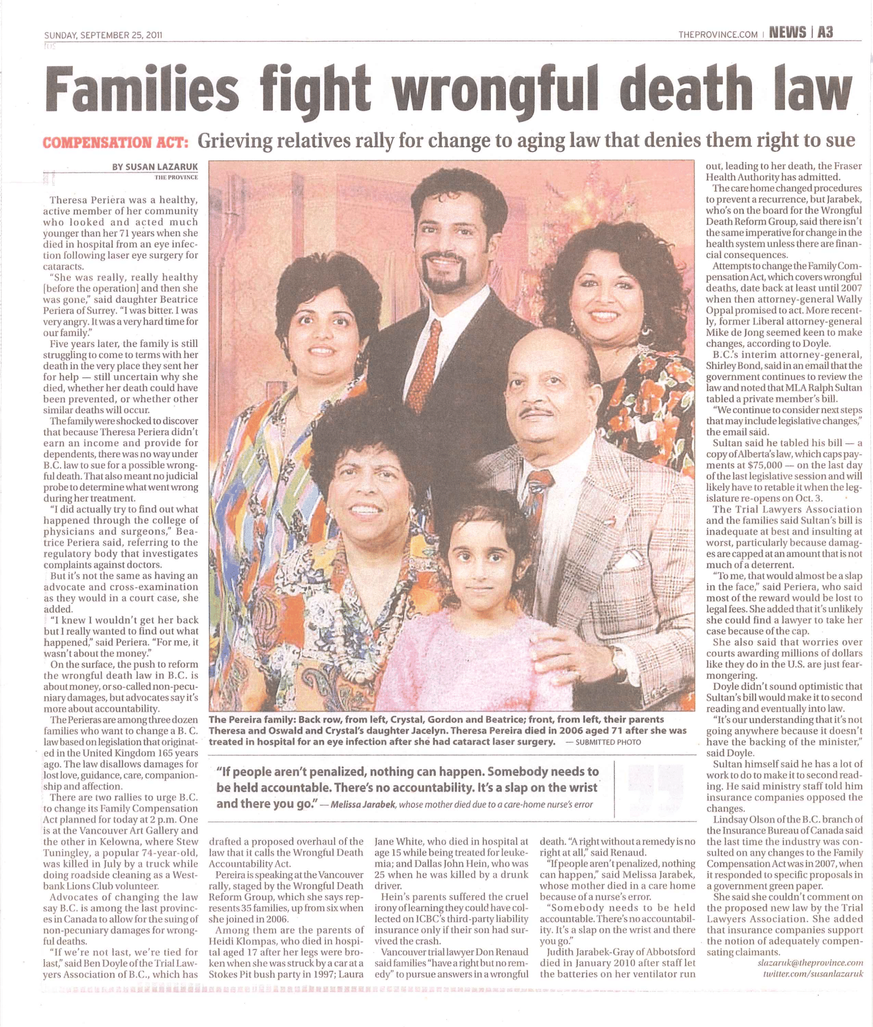 The Province - Sept 25 2011 - It's Not 1846 Anymore Article