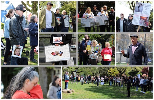 Gathering of families affected by BC's "death due to negligence" law in front of the provincial attorney general's office