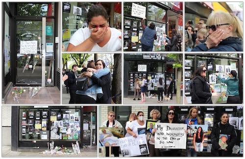 Gathering of families affected by BC's "death due to negligence" law in front of the provincial attorney general's office